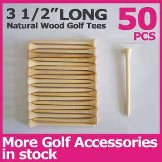 New 50pcs Golf Natural Wood Tees Longest 90mm 3 1/2  
