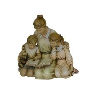   Mother Reading to Children Statue, 9 Inch Tall