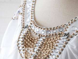 2011NEW Korea DESIGNER off shoulder handwork bead dress  