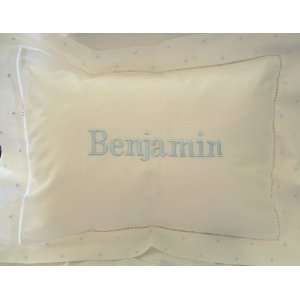  Crisp Cotton Blue Dot Nursery Pillow with Monogram 