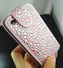 Crystal Bling Flap Flip Hard leather Cover Case for iPhone 4 4G 4S 