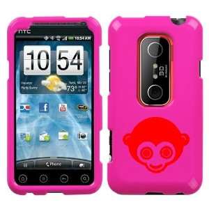  HTC EVO 3D RED MONKEY ON A PINK HARD CASE COVER 
