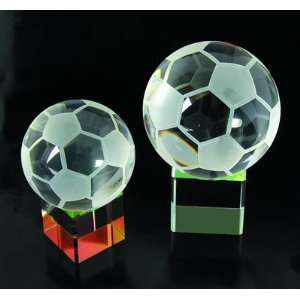 Soccer Ball Crystal Trophy with Clear Base   Medium