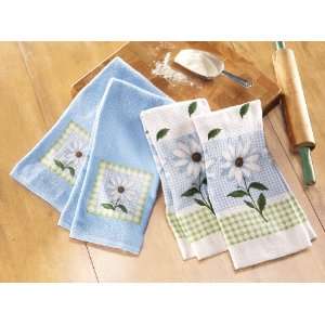  Daisy Kitchen Blue & White Towels Set By Collections Etc 