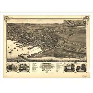 Historic Nantucket, Massachusetts, c. 1881 (M) Panoramic Map Poster 