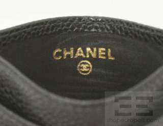 Chanel Black Caviar Leather Monogram Embossed ID Card Holder  