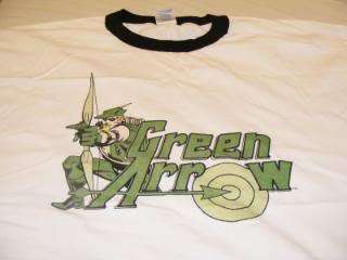 Green Arrow White Ringer T Shirt DC Comics New  