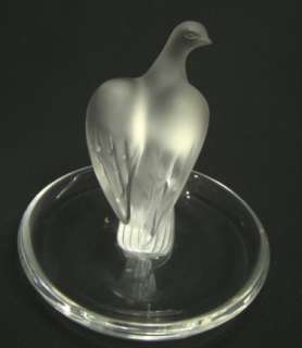 Lalique Frosted Crystal Dove Pin/Jewelry Tray  