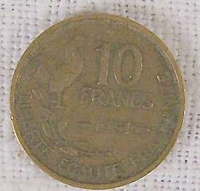 1951 France 10 Francs 1 Coin Nice L  