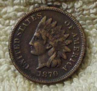 RARE 1870 VF Indian Cent ~ NICE SEMIKEY COIN  