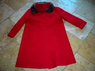 VTG Rothmoor Red Wool Coat Fur Collar Swing Jacket  