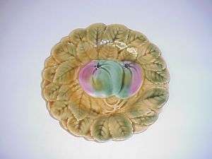 ANTIQUE MAJOLICA FRENCH SARREGUEMINES PLATE APPLES  