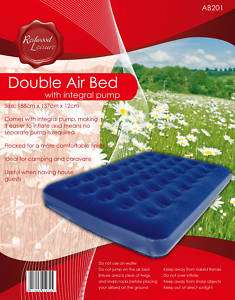 DOUBLE INFLATABLE BLOW UP AIRBED MATTRESS INTEGRAL PUMP  
