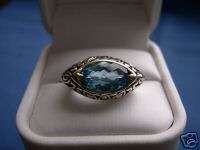 John Hardy Silver and Gold Blue Topaz ring 7 1/2 NEW  