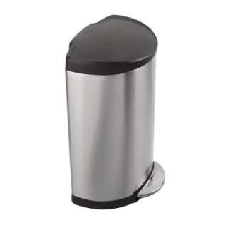   Round Step Trash Can in Brushed Stainless Steel with Black Plastic Lid