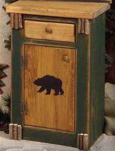 WILD BLACK BEAR END TABLE NIGHT STAND WOOD HAND CRAFTED  