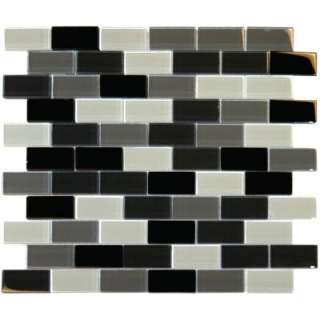 MS International 12 in. x 12 in. Black Blend Glass Mesh Mounted Mosaic 