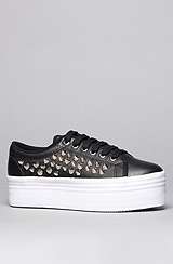 Jeffrey Campbell The Studded Zomg Sneaker in Black Silver and White 