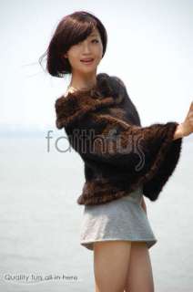 Luxury Mink Fur Knitted Cape/Poncho/Wrap/Shawl/Stole  