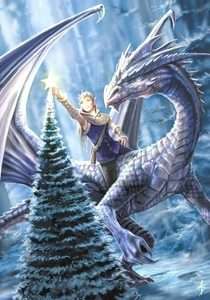 Drachen Grußkarte Folie Winter Fantasy Anne Stokes  