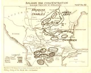 WWI MAP BALKAN 1916 CONCENTRATION Military   1923  