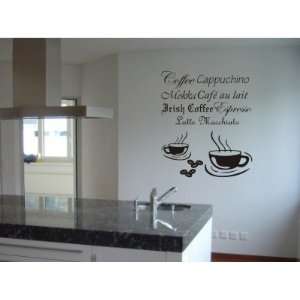 Wandtattoo / Wandaufkleber mit Kaffehaus Motiv; Farbe Schwarz:  