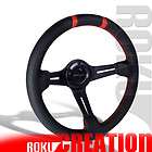JDM DEEP DISH 320MM STEERING WHEEL REAL LEATHER W/RED