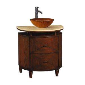   21 in. D Half Moon Sink Cabinet in Dark Brown with Honey Marble Top