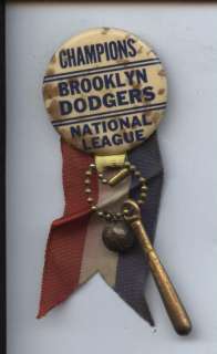 1940s/1950s Brooklyn Dodgers NL Champions Pin w/Bat  