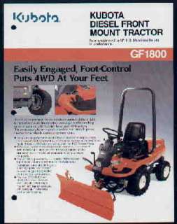 Kubota GF1800 Diesel Front Mount Tractor Specs Brochure  