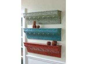 Floating Embossed Architectural Wall Shelf Red  