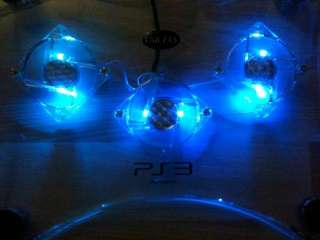 PS3 Playstation 3 SLIM USB Lüfter Zusatzlüfter LED blau  
