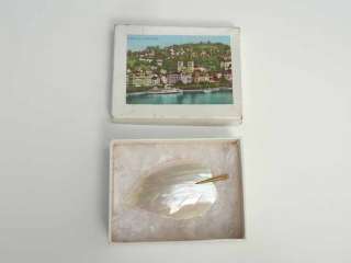 BUCHERER Antique MOP Abalone Leaf Brooch Original & Box  