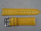 20mm ladies leather watch band yellow padded stitched crocodile croco 