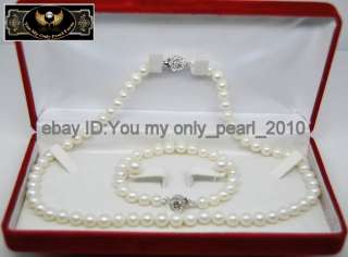 MP Fine 9 10MM AAA white pearl jewelry sets 925S clasp  