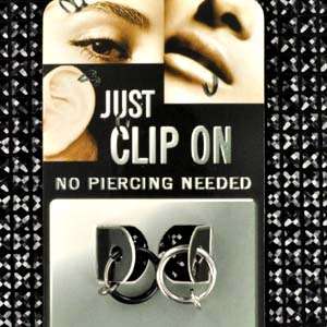 Test Fake Piercing Ring clip on 8 mm 1x schwarz 1x silber Lippen Ohr 