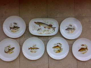 wunsiedel bavaria 6teller+platte mit versiedenen fischmotiven in Baden 