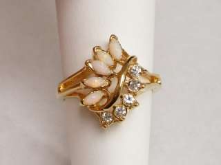 RONTE OF BEVERLY HILLS OPALS & CRYSTALS RING, SIZE 6, VINTAGE  