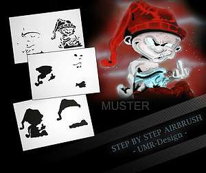 Airbrush Stencil Template 6 Steps AS 099 M Size 5,11 x 3,95  