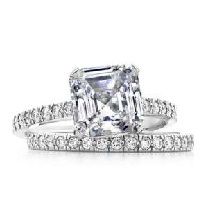 98 Ct. Asscher Cut Diamond Bridal Set Platinum  