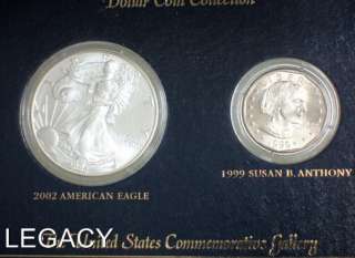 2002 SILVER EAGLE & 1999 SUSAN B ANTHONY DISPLAY BOX(RI  