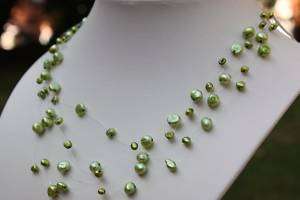 W7 Perlenschmuck Süßwasserperlen Halskette Kette Grün  
