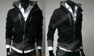 New Men Double Brought Adornment Zipper Coat Slim Sexy Top Designed 