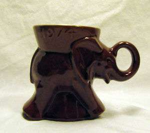 Frankoma GOP Republican Elephant 1974 Pottery Cup Mug  