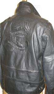   embossed eagle vented leather jacket hd part 97151 03vm mens size xl