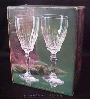 Crystal Wine Stem Glasses Goblets Set of 2 Vintage NIB  