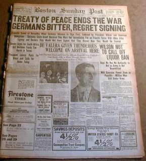 1919 newspaper w BIG headline WW I ENDS as Germany Signs THE 