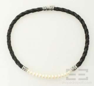 Bailey, Banks & Biddle Sterling Silver, Black Braided Leather & Pearl 