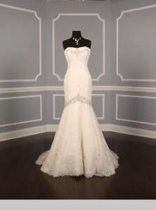 AUTHENTIC Badgley Mischka Clara Silk Chantilly Lace Ivory Bridal Gown 