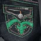 Laguna Beach Jeans womens CRYSTAL COVE Green bootcut w/1G Crystals 